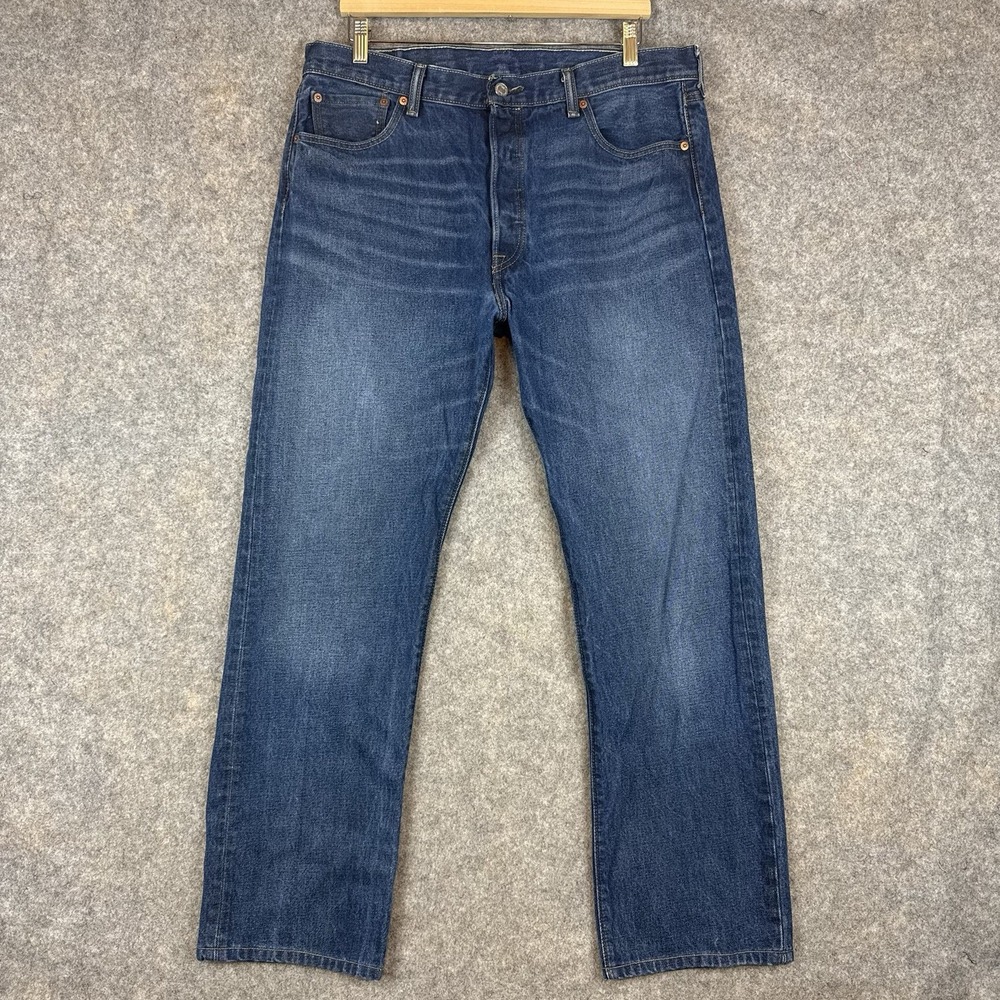 Levis 501 Jeans Mens 36x30 Blue Original Straight Classic Button Fly Whiskered